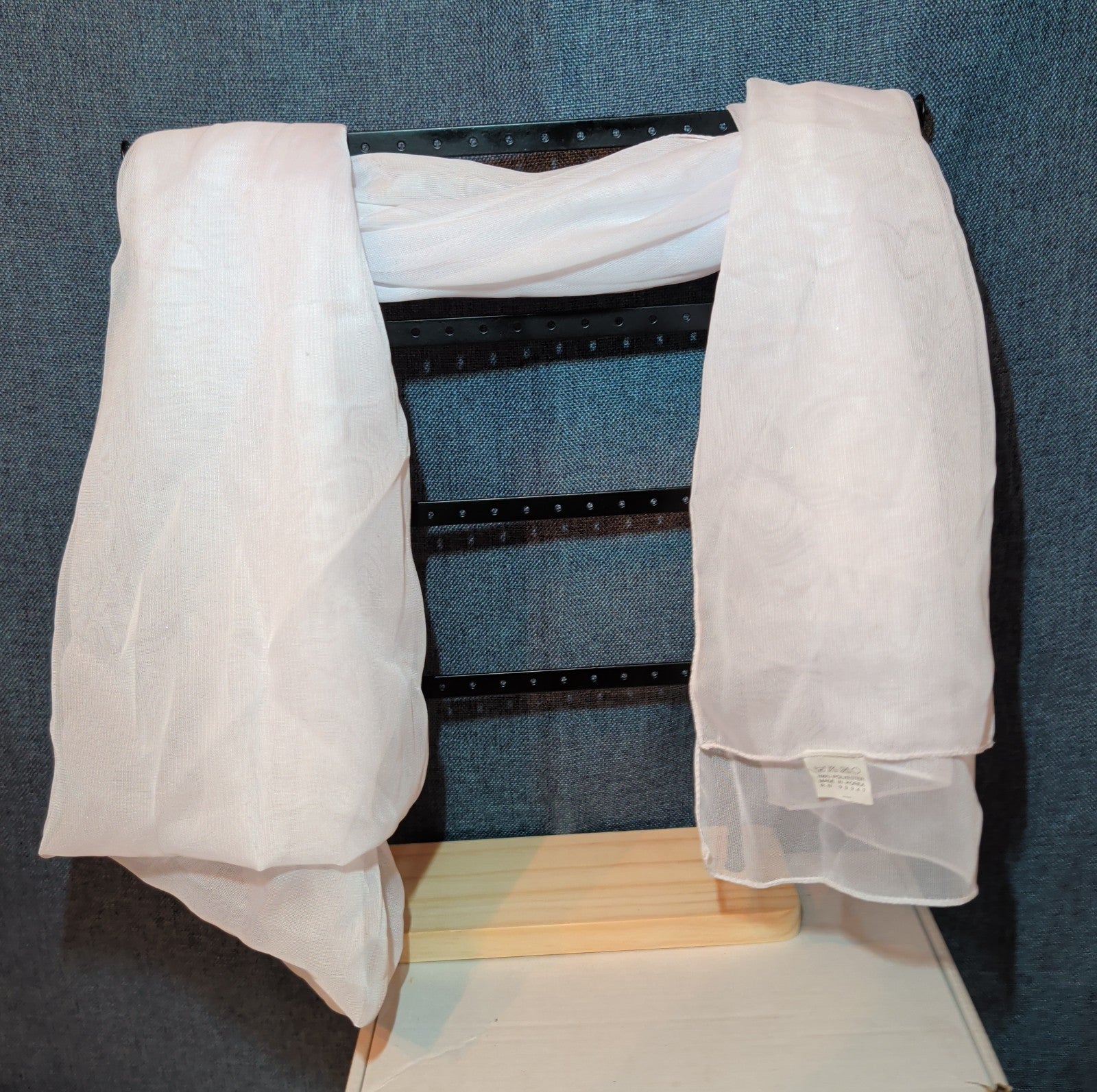 White Chiffon Evening Shawl Wrap Capelet Bridal Pre-Owned 67x21