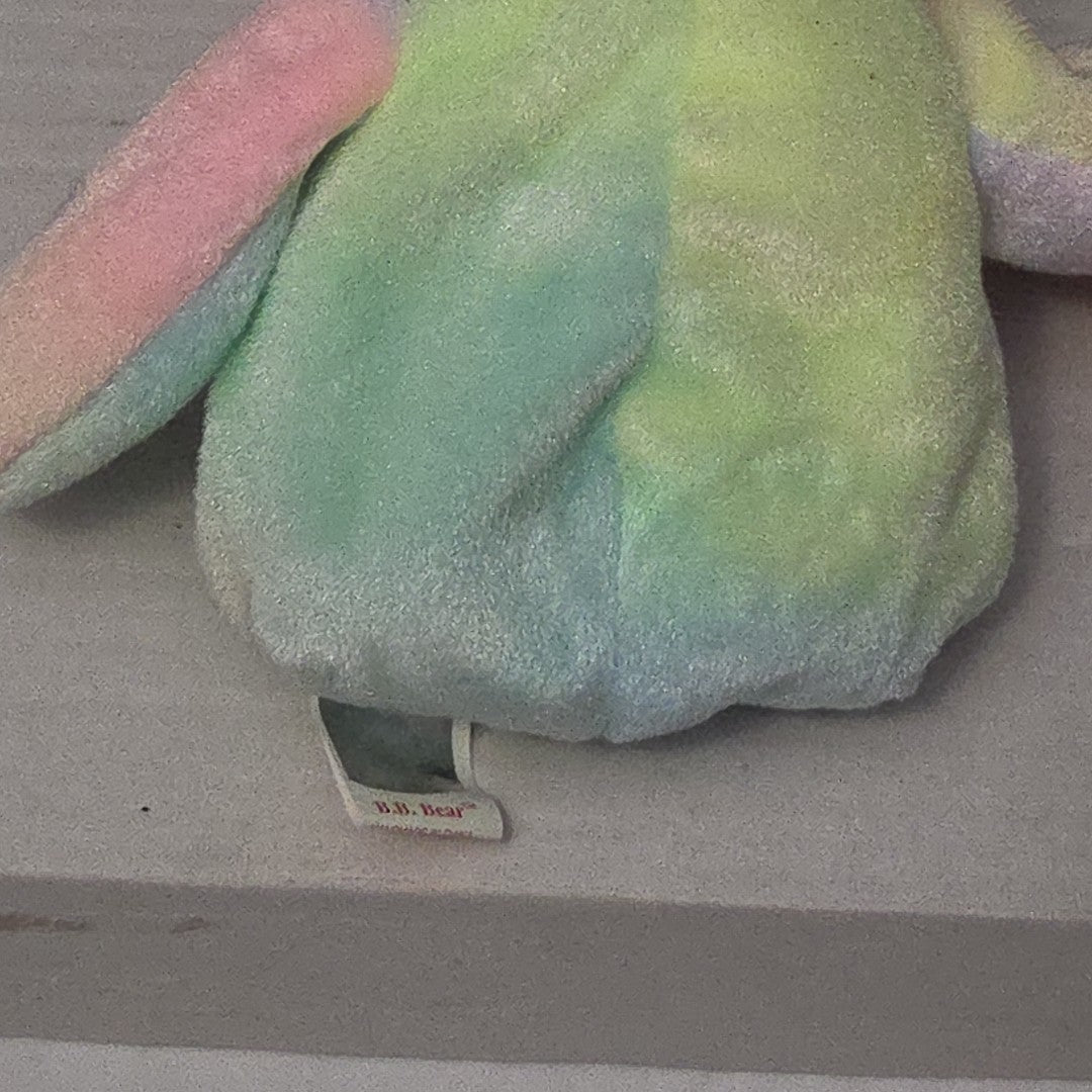 TY Beanie Baby B.B. BEAR The Birthday Bear 1999 | Pastel Tie-Dye | Mint Tags NEW