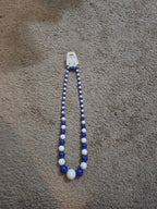 Chunky Bubblegum Bead Necklace Earring Set Blue White Retro