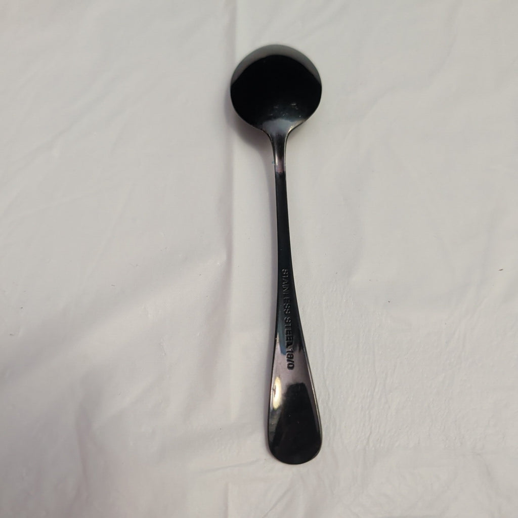Set of 7 Black Stainless Steel Spoons 18/0 Modern Flatware Teaspoons Clean