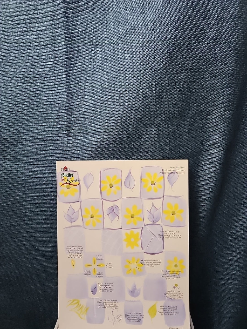 Set of 3 FolkArt One Stroke Painting Worksheet Packs | Flowers #4219 | Reusable
