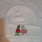 Custom Grinch Throat Punch White Knit Beanie Funny Holiday Hat Brand