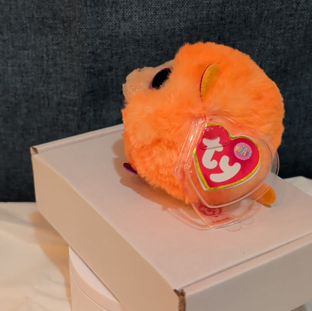 Ty Puffies Coconut The Monkey Plush Toy Orange 3" Glitter Eyes 2021 MWMT