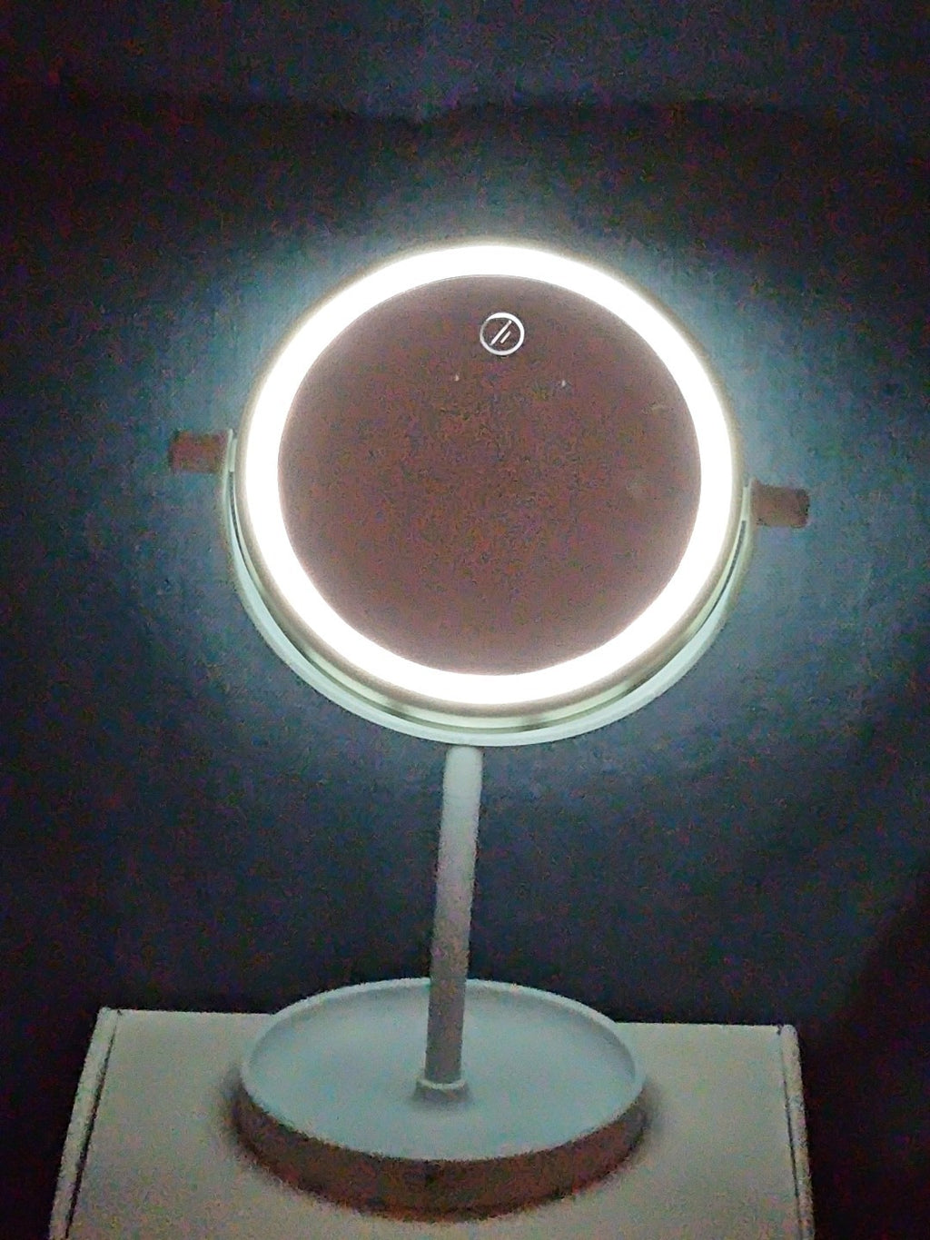 LED Tabletop Vanity Mirror 8.5" Round Makeup Mirror Jewelry Tray Base | Tested