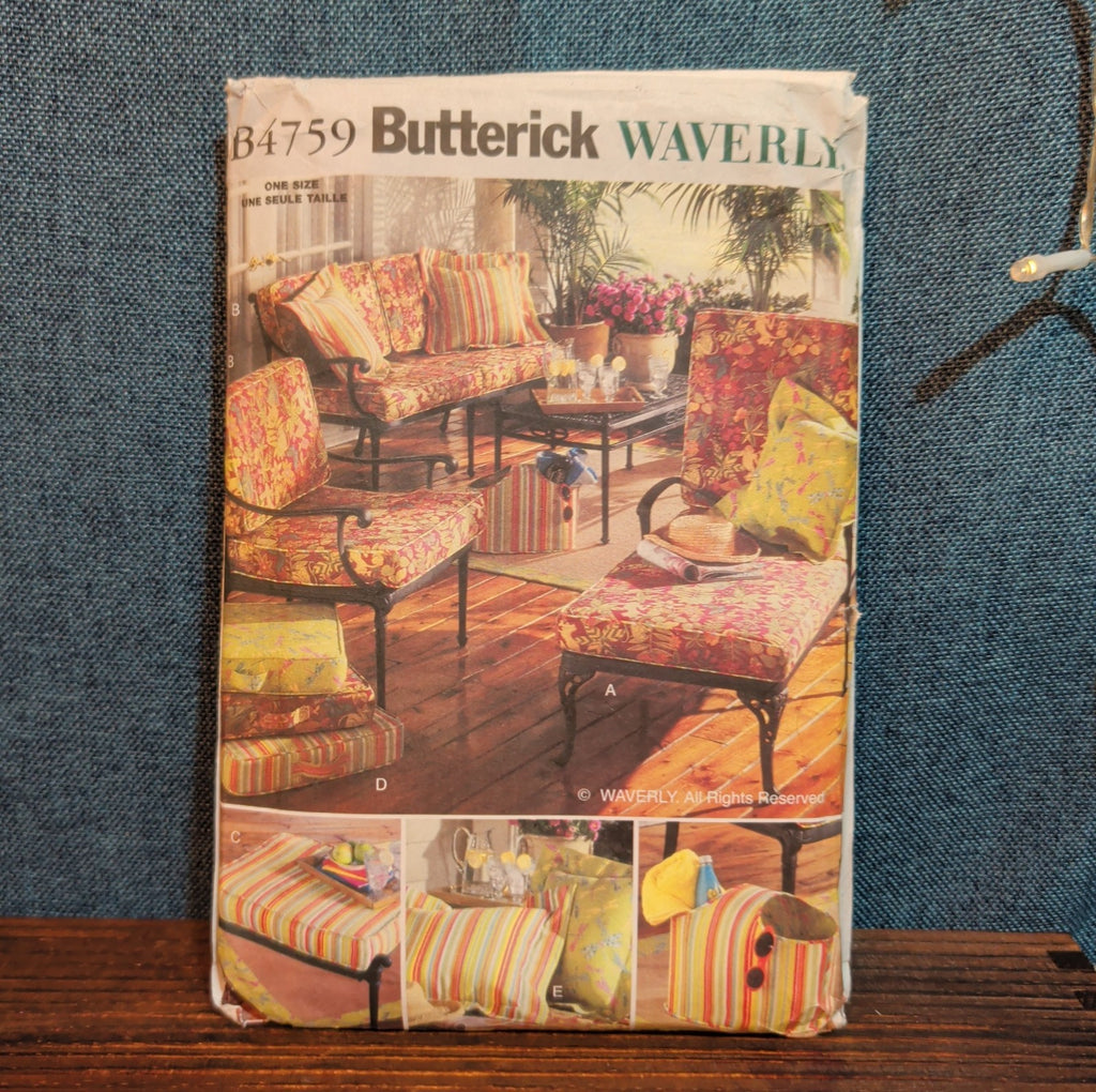 Butterick 4759 Waverly Patio Furniture Cushion Pattern DIY Home Uncut B4759