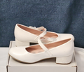 Olive & Edie Girls White Patent Heidie Pump Size 2 | Sparkly Glitter Heel Mary J