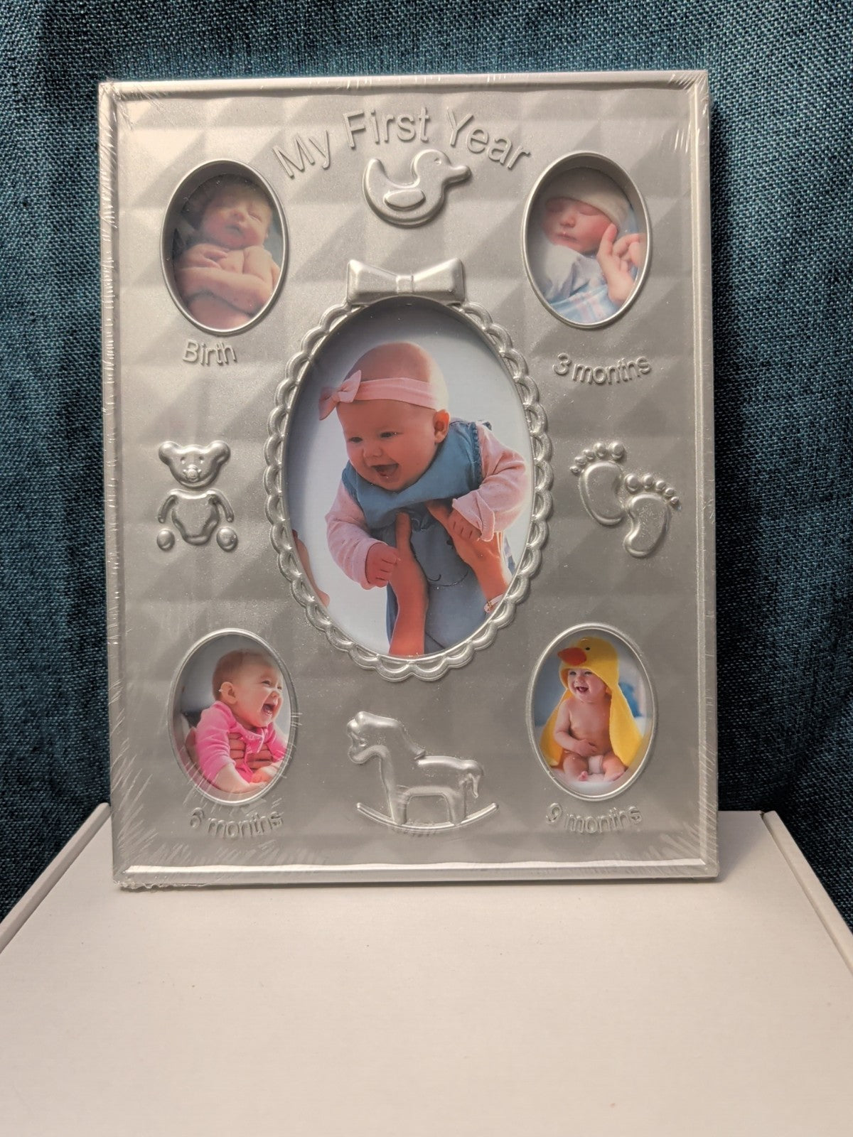 Special Moments "My First Year" Baby Photo Frame | Silver Tone Metal Collage |