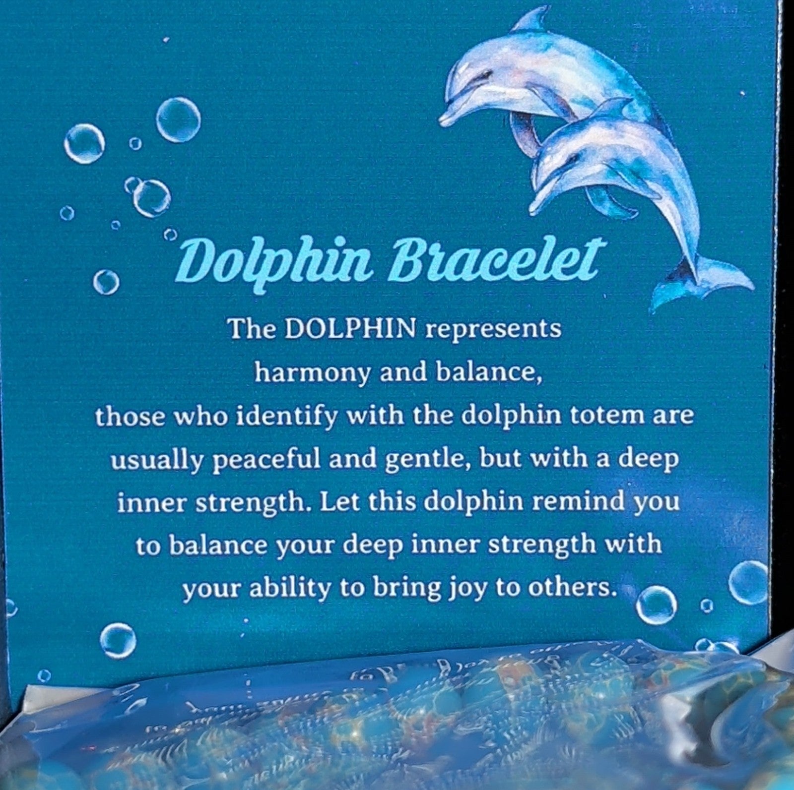 Dolphin Charm Blue Imperial Jasper 8mm Stretch Bracelet Boho NIB