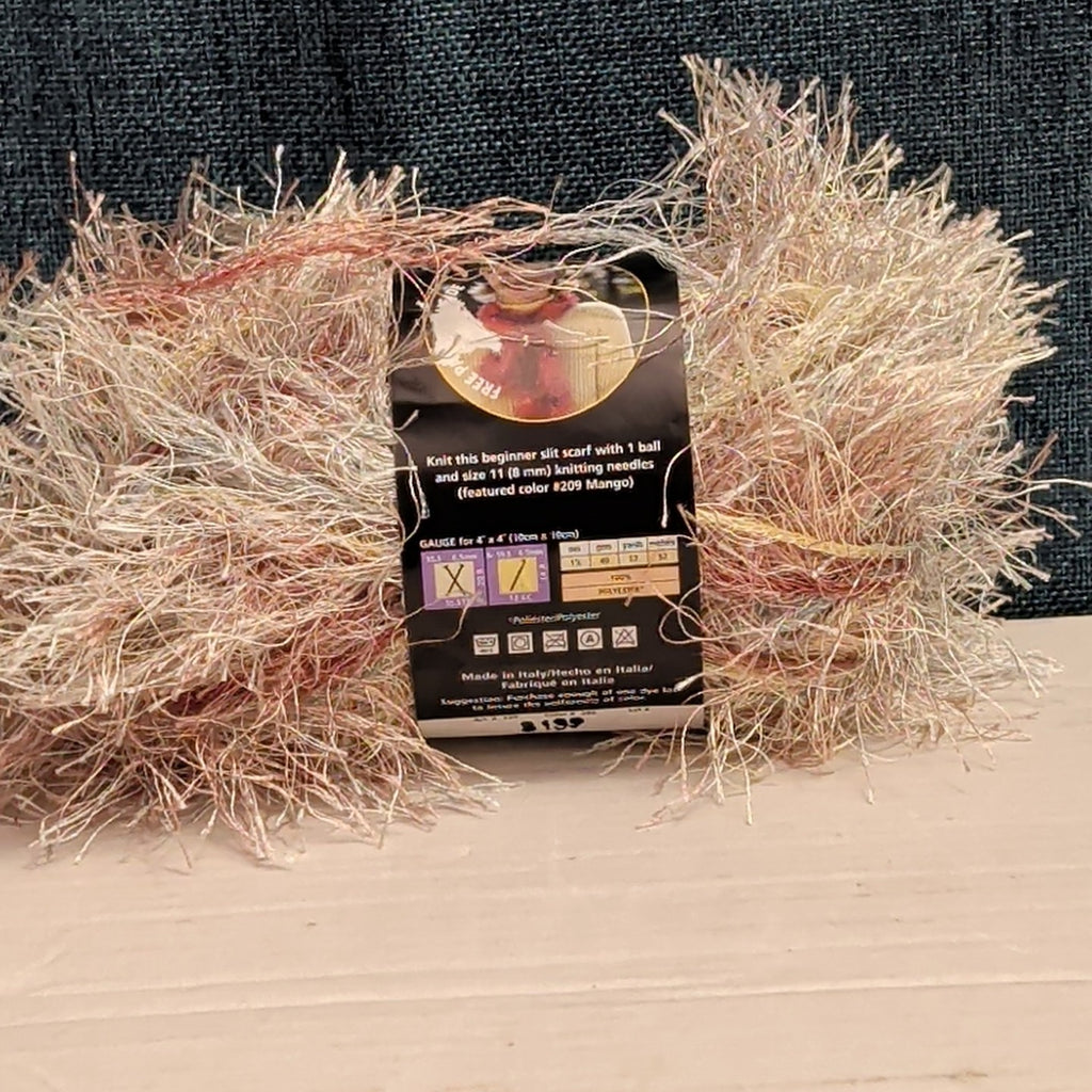 Lion Brand Fun Fur Prints Yarn 1 Skein Sandstone 225 Made in Italy Eyelash NOS