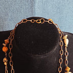 Earth Tone Bead Coppertone Chain Necklace Boho 70s Vibe