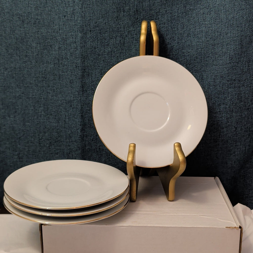 Set of 4 Sea Gull Fine China Saucers 6" | Jian Shang Gold Trim | Replacement