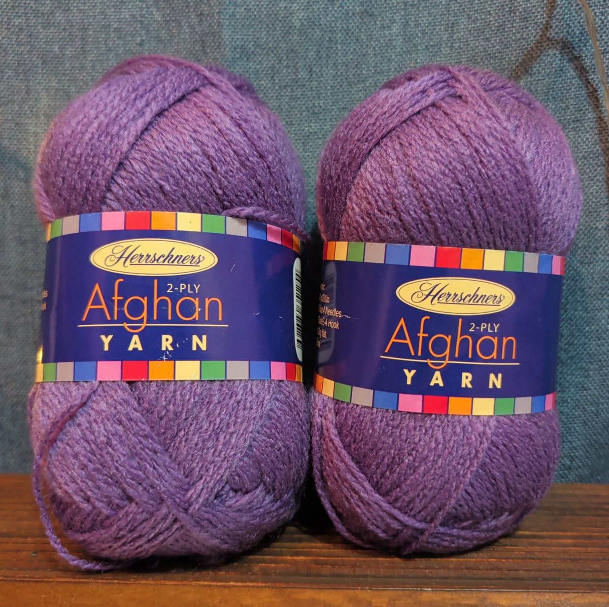 Herrschners Afghan Yarn 2 Ply Grape Purple Acrylic 2 Skein Lot