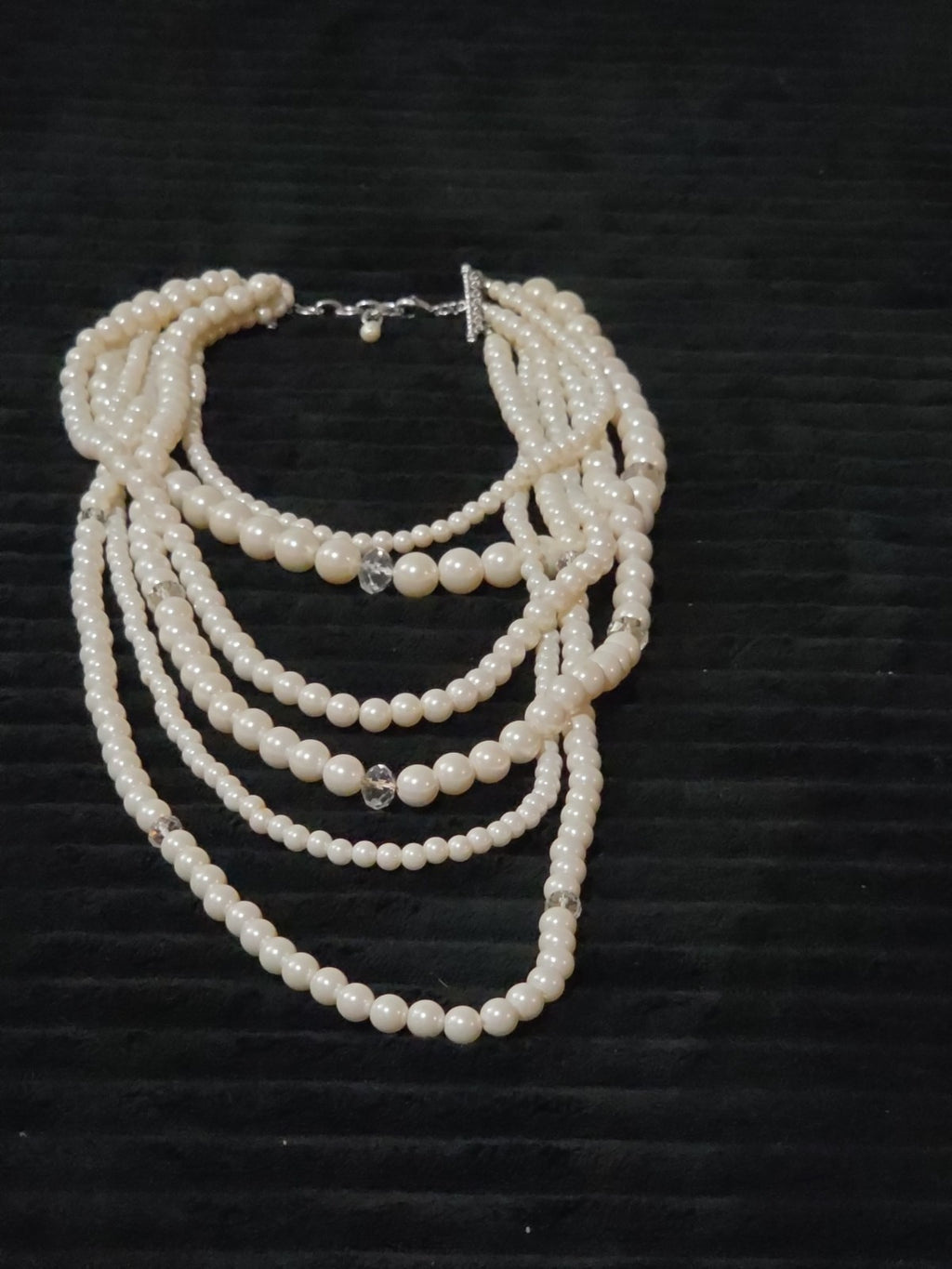 Multi Layered Faux Pearl Statement Necklace Coquette Vibe