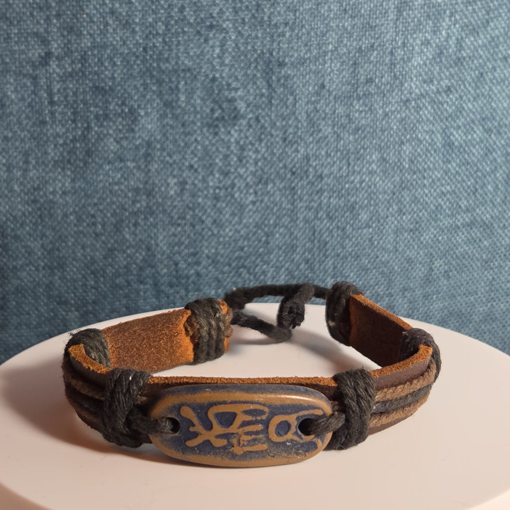 Leather Hemp Tribal Wrap Bracelet