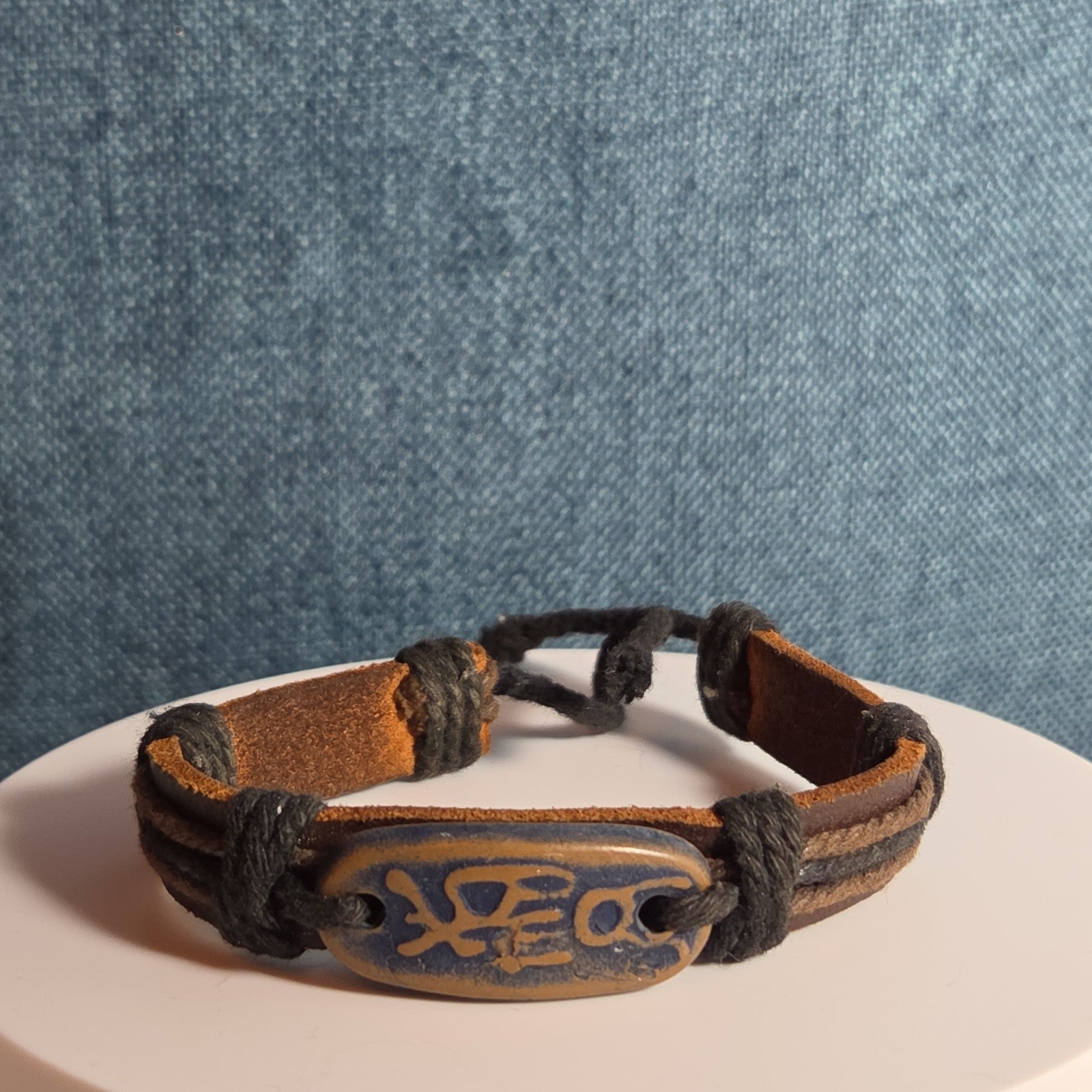 Leather Hemp Tribal Wrap Bracelet