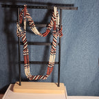 Multi-Strand Seed Bead Twisted Necklace Red Black Boho EUC