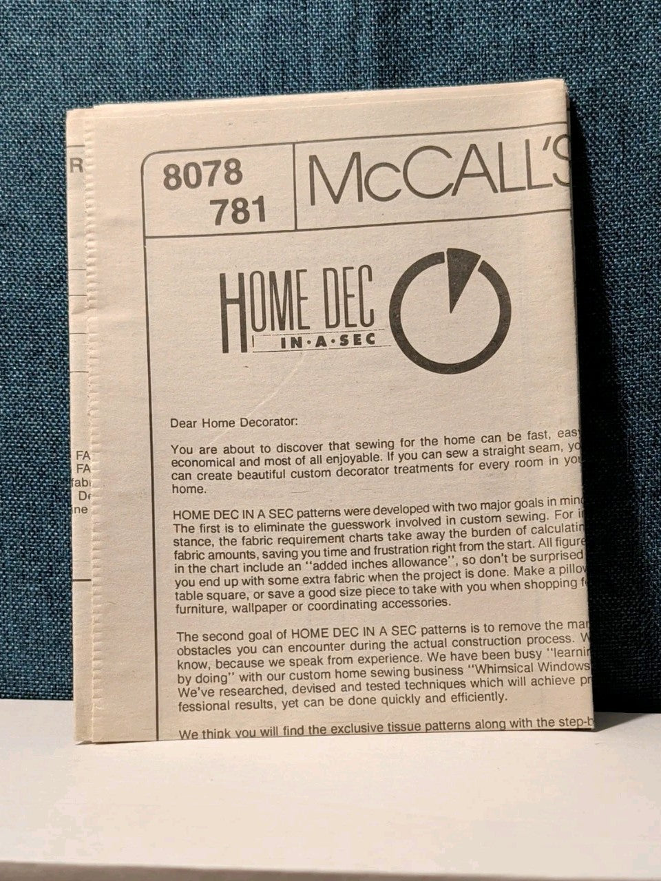 McCall's 8078 Window Valance Swag Jabot Rosette Pattern 1995 Vintage UNCUT 8078