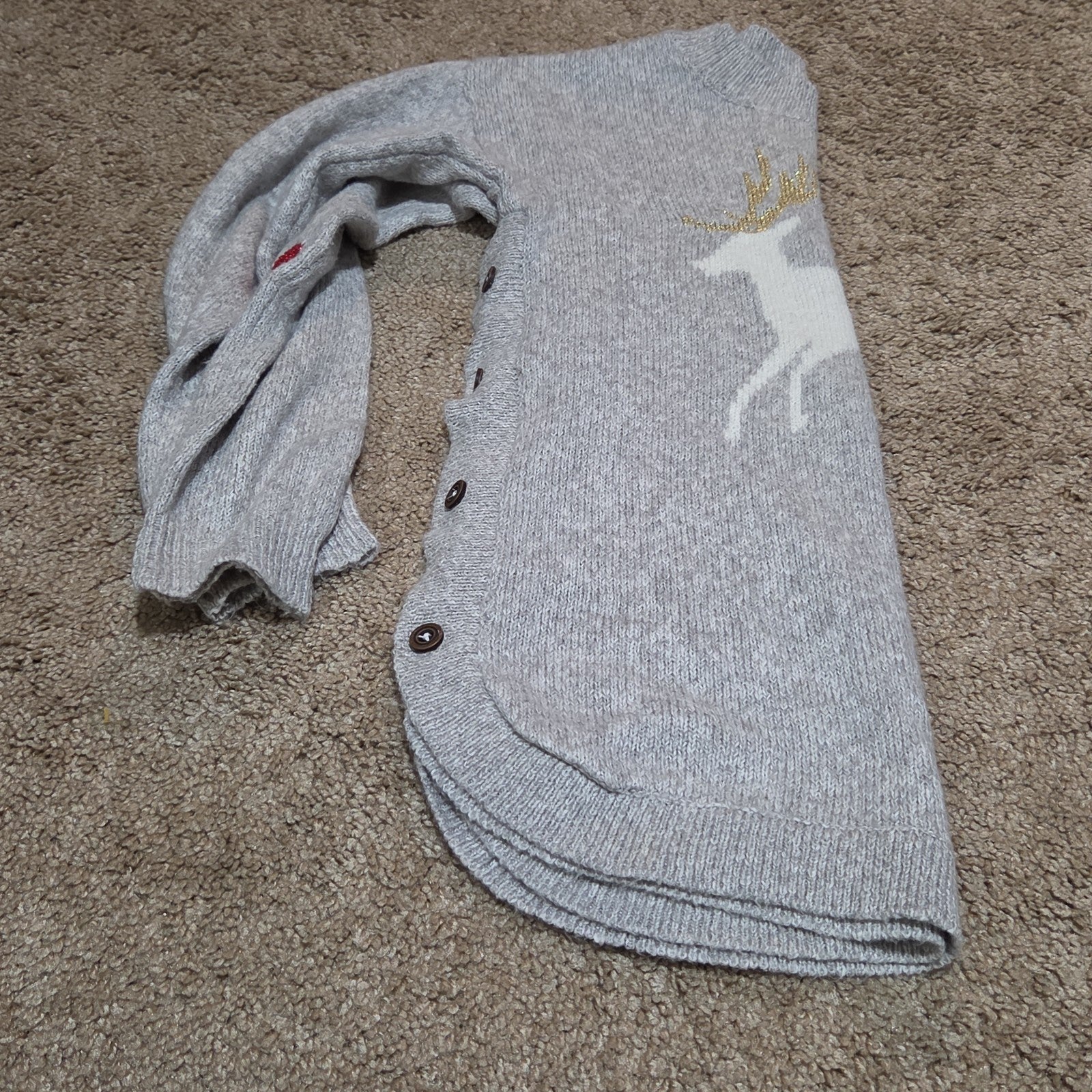 Hatley Girls Reindeer Knit Dress Size 10 Holiday Winter Sparkly Grey