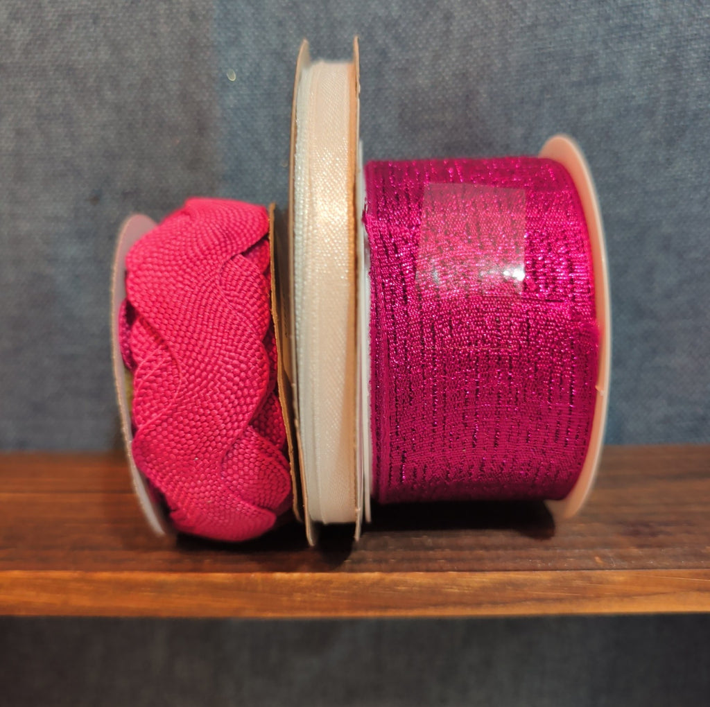 Gift Wrap Co Sullivans Ribbon Trim Lot 3 Fuchsia White Destash