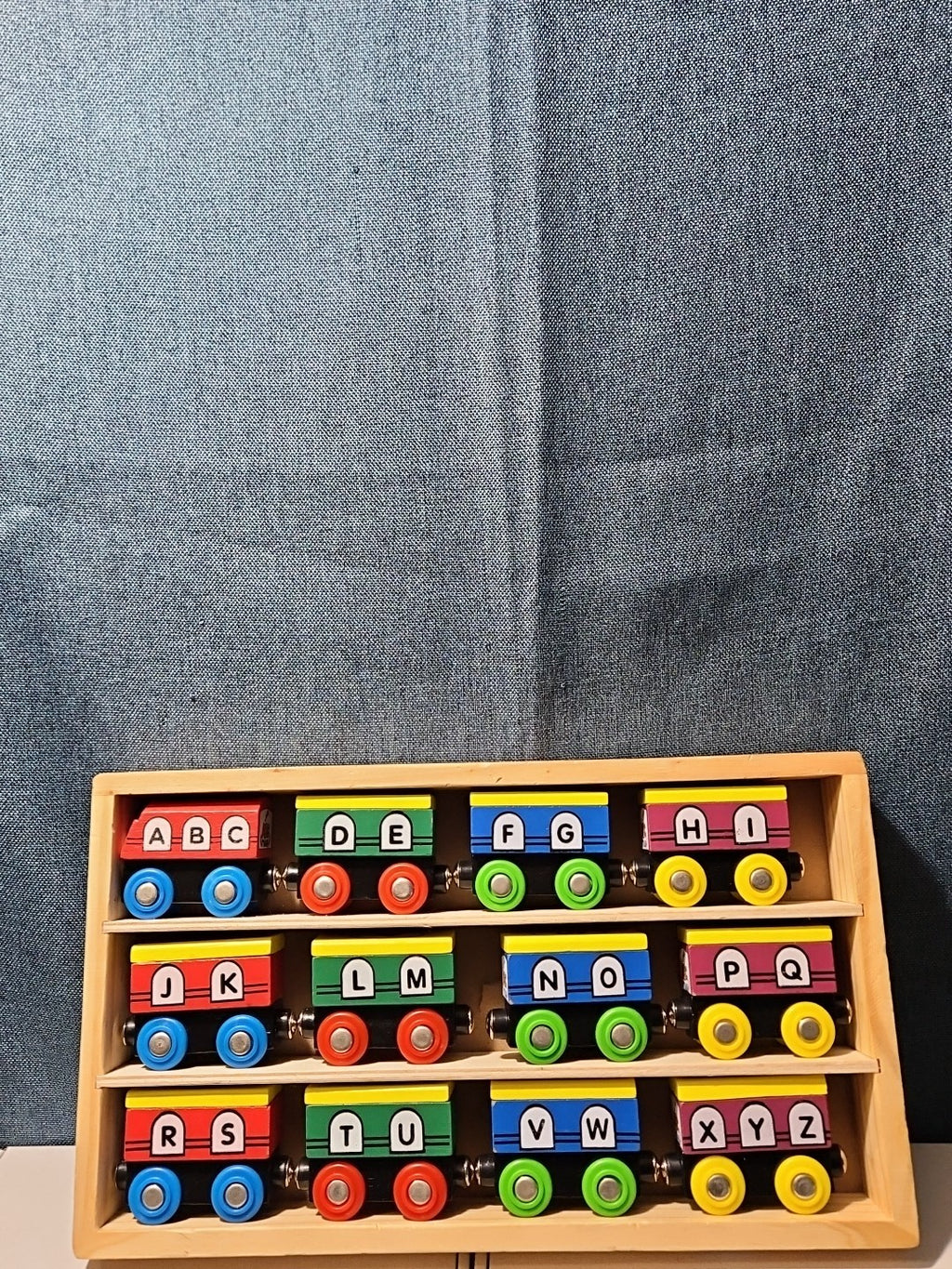 Wooden Magnetic Train Set 13 pc | Alphabet Letters A-Z & Numbers 0-10