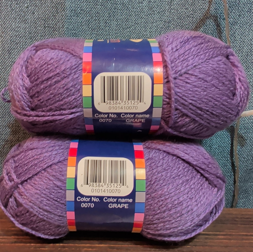 Herrschners Afghan Yarn 2 Ply Grape Purple Acrylic 2 Skein Lot