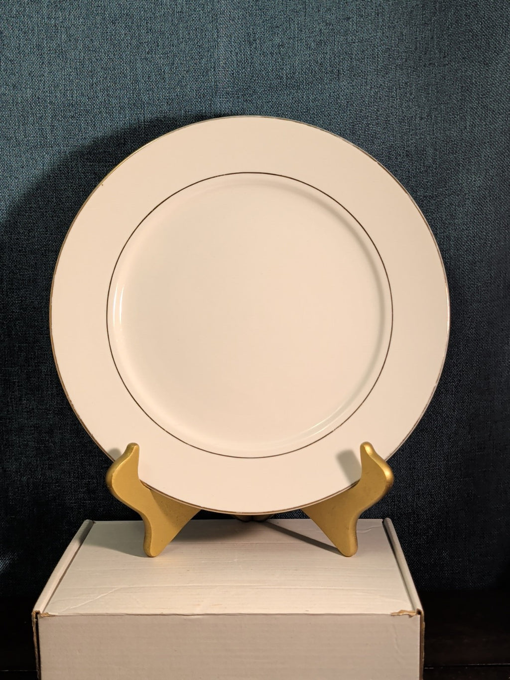 Home Essentials China Dinner Plate White with Gold Rim Individual Replacement