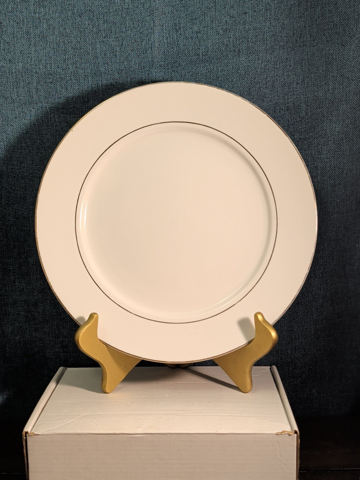 Home Essentials China Dinner Plate White with Gold Rim Individual Replacement