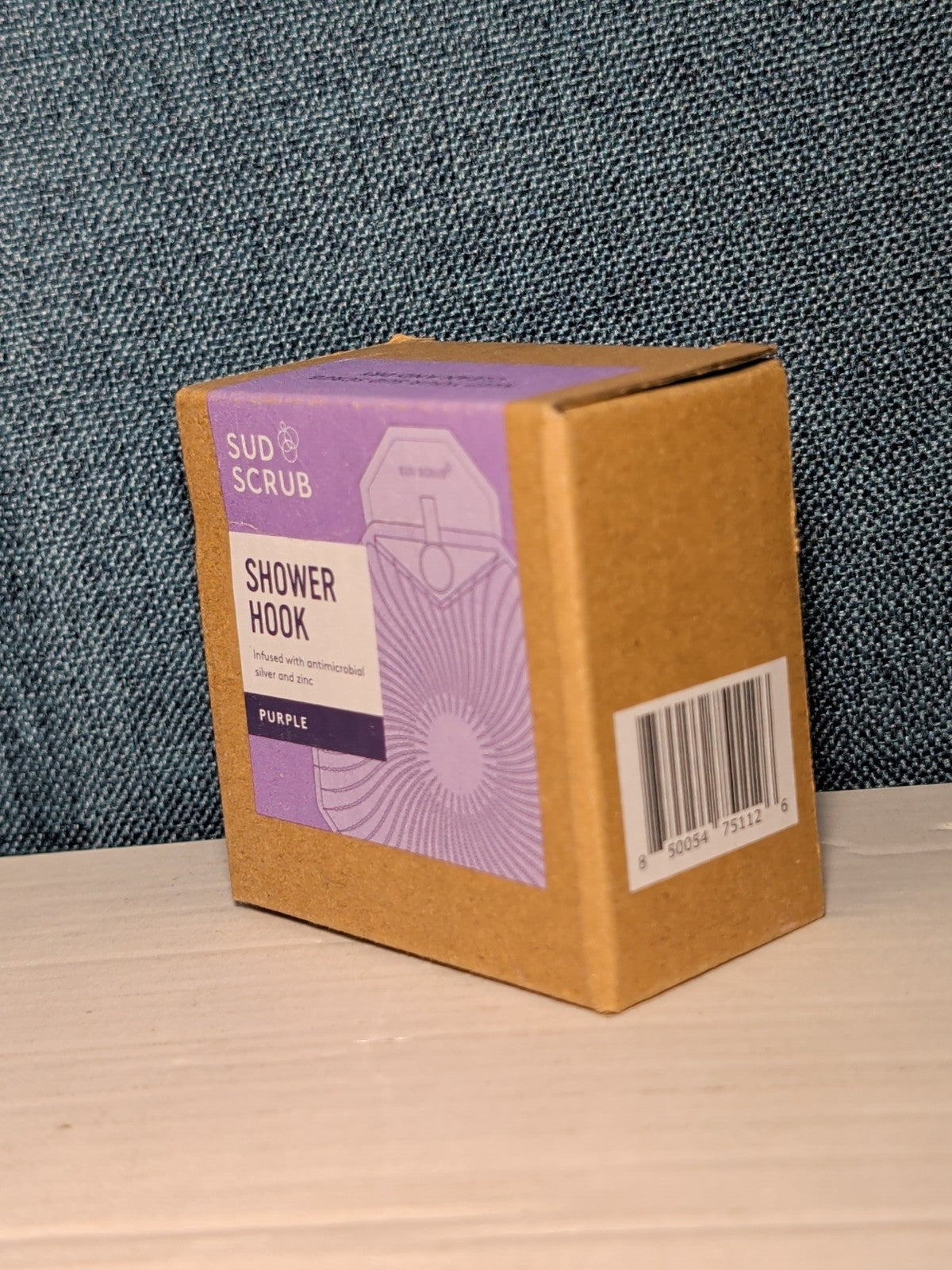 NEW Sud Scrub Antimicrobial Shower Hook Purple | Adhesive Rust-Resistant Holder