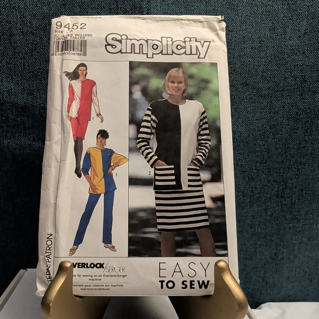 Simplicity 9452 Vintage 1989 Knit Pants Skirt Top Pattern SZ 6-24 UNCUT