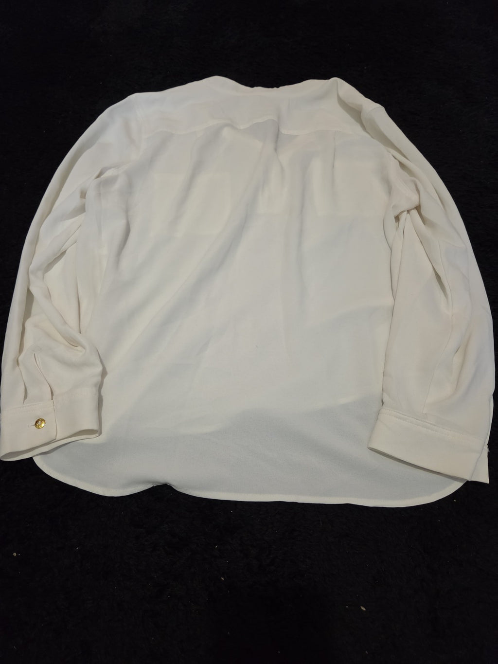 Nine West Blouse White Pocket Split Neck Career Top Gently Used Size PXL