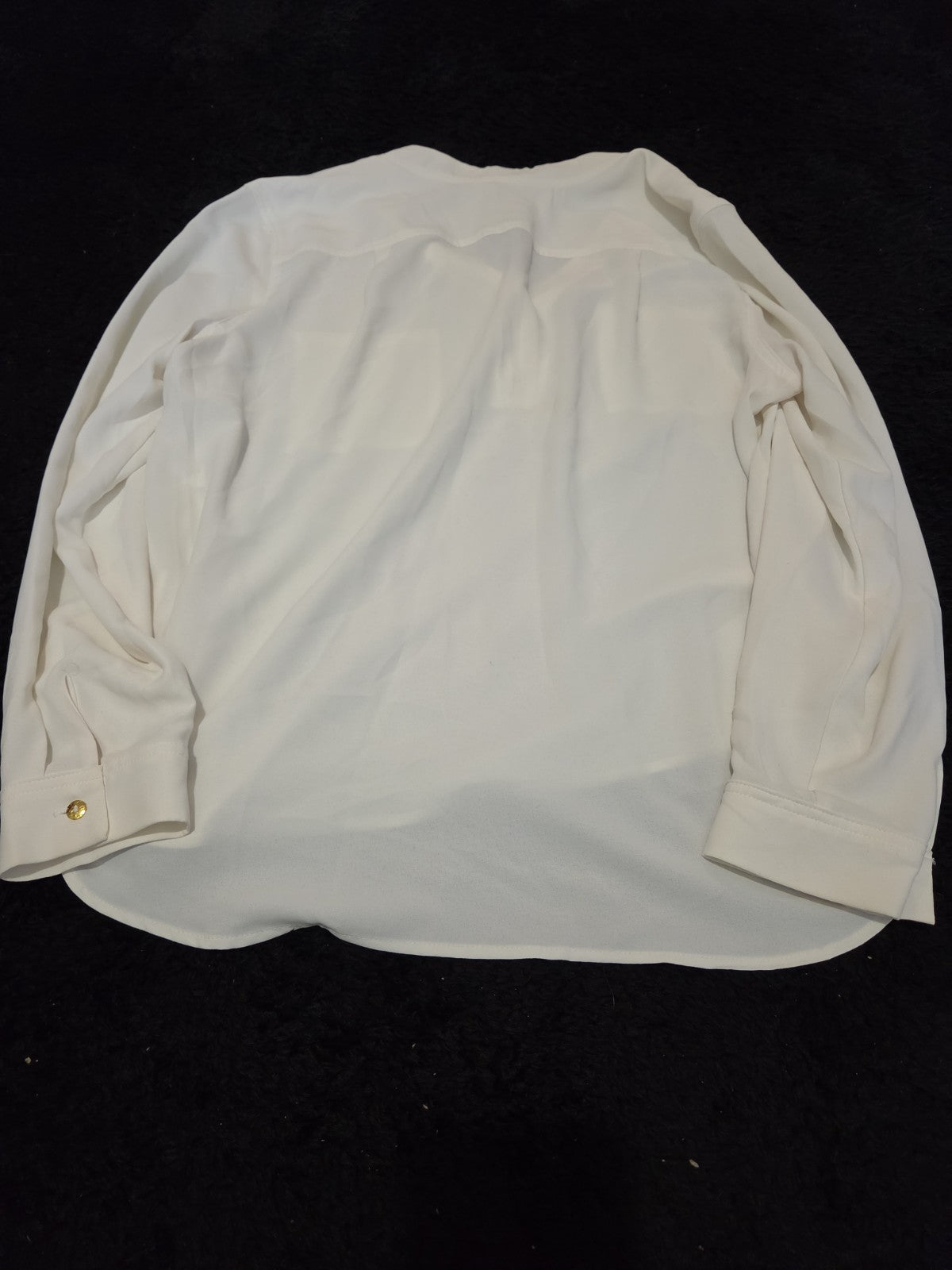 Nine West Blouse White Pocket Split Neck Career Top Gently Used Size PXL