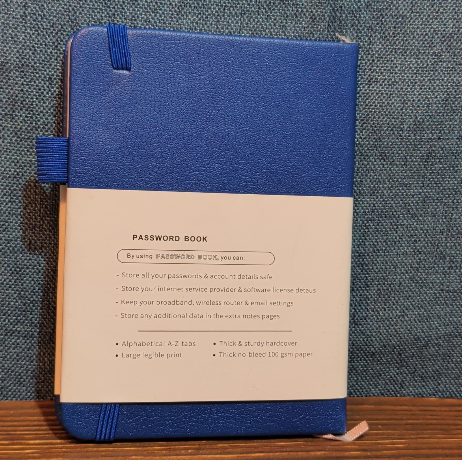 Password Book Internet Logbook Organizer Alphabetical Tabs Blue 4x5"