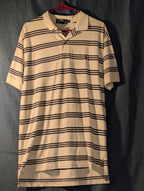 Vintage 90s Polo Ralph Lauren Shirt Men's Large Cream Navy Stripe 