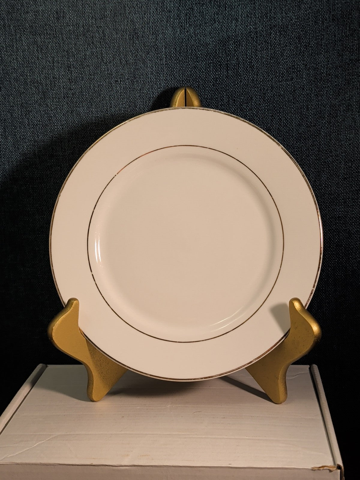 Home Essentials China Salad Plate White with Gold Rim Elegant Replacement