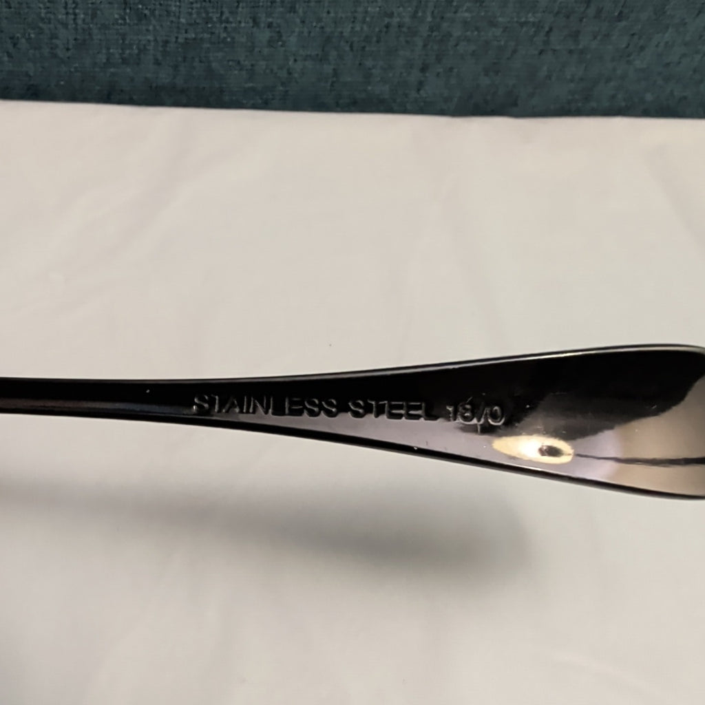 Set of 7 Black Stainless Steel Spoons 18/0 Modern Flatware Teaspoons Clean
