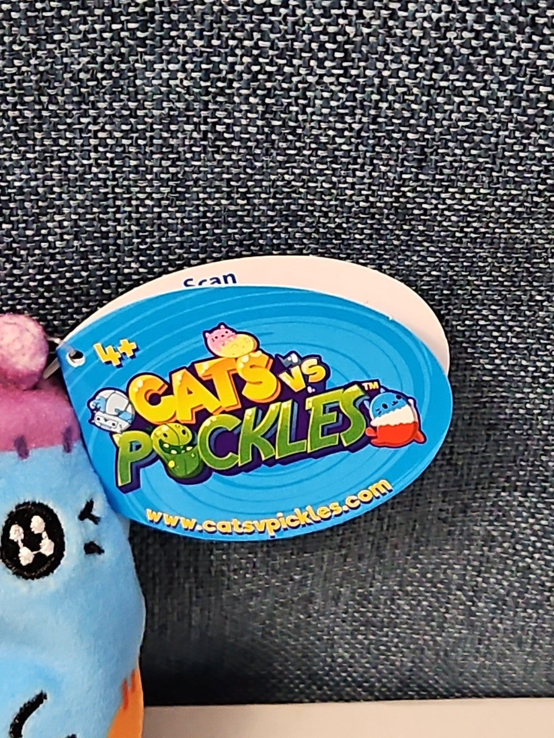Cats vs Pickles Stitches #503 | Fuchsia Series Bean Plush | Blue Patchy Cat