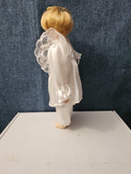 Vintage Porcelain Angel Doll | Blonde Guardian Angel with Halo