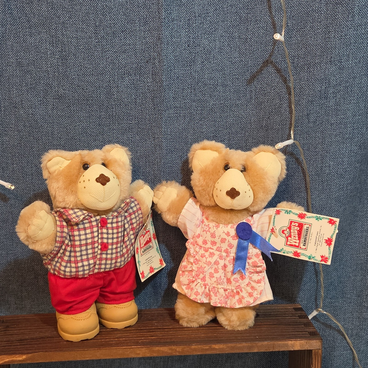 Wendy's Furskins Boone Bear Plush Plaid Outfit 1986 Vintage Holiday Tagged
