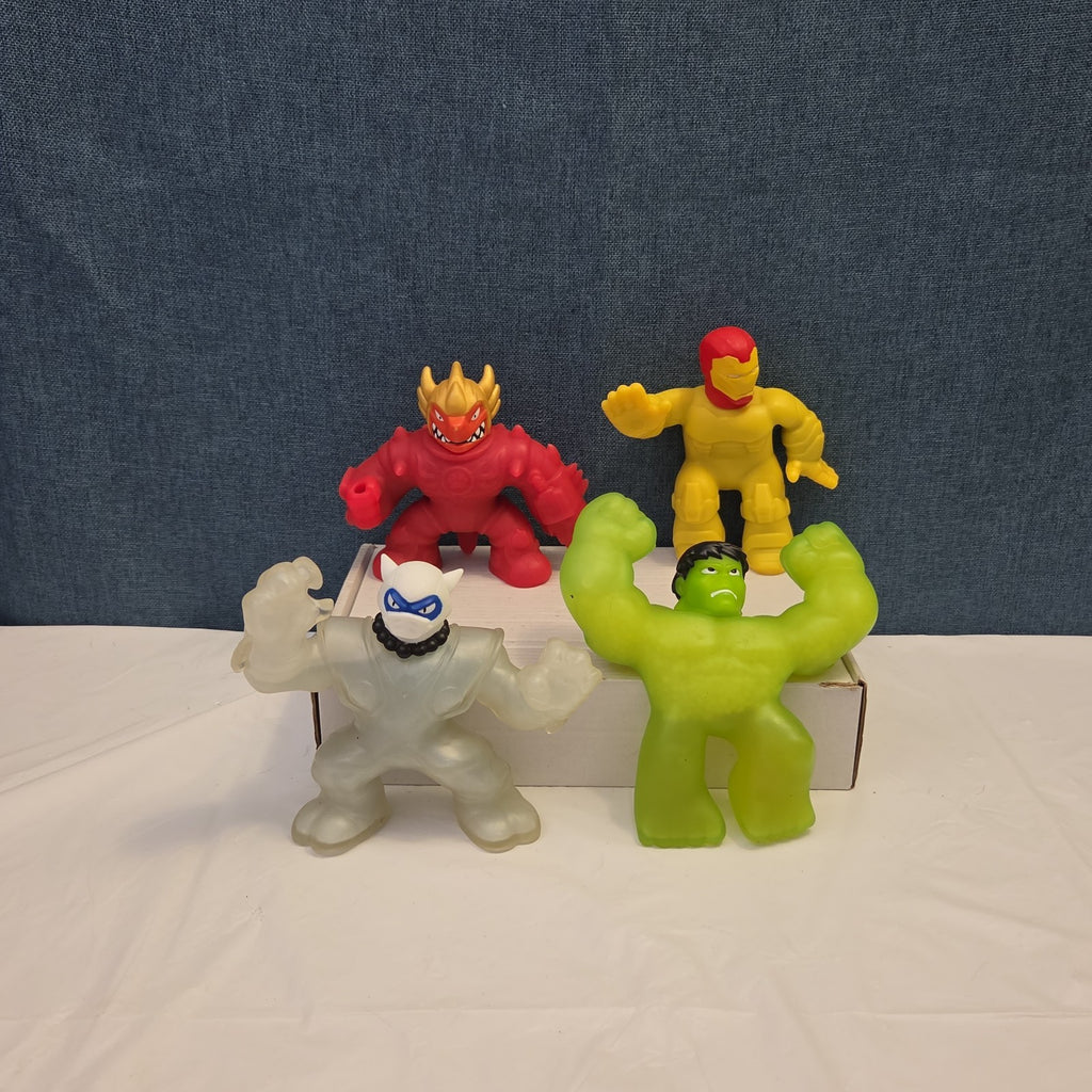 Goo Jit Zu Heroes Marvel Set of 4 Hulk Iron Man Pantaro Blazagon Squishy Toy