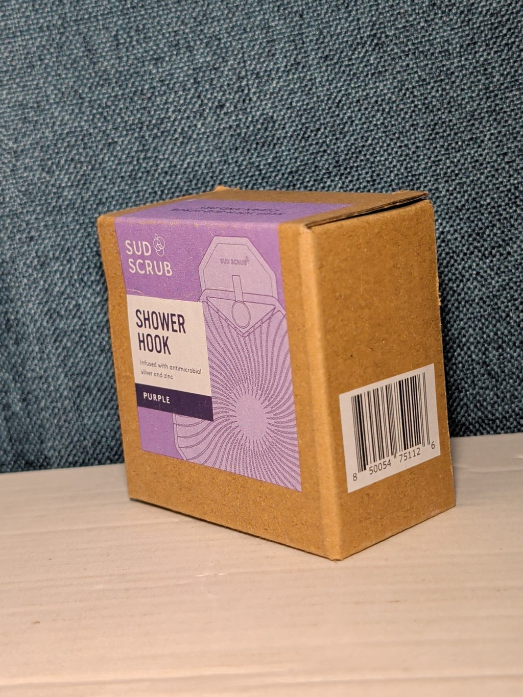 NEW Sud Scrub Antimicrobial Shower Hook Purple | Adhesive Rust-Resistant Holder