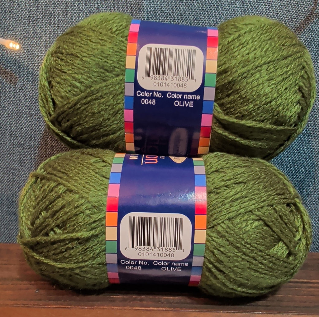 Herrschners Afghan Yarn 2 Ply Fern Green Acrylic 2 Skein Lot 0048