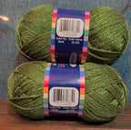 Herrschners Afghan Yarn 2 Ply Fern Green Acrylic 2 Skein Lot 0048