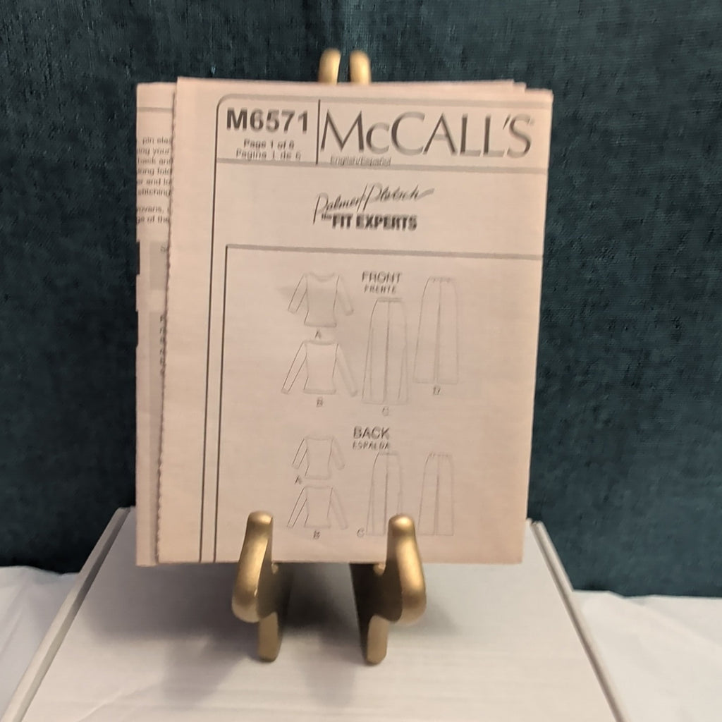 McCalls M6571 Pattern Knit Top Pants Palmer Pletsch 2012 Size 6-14 023795560184