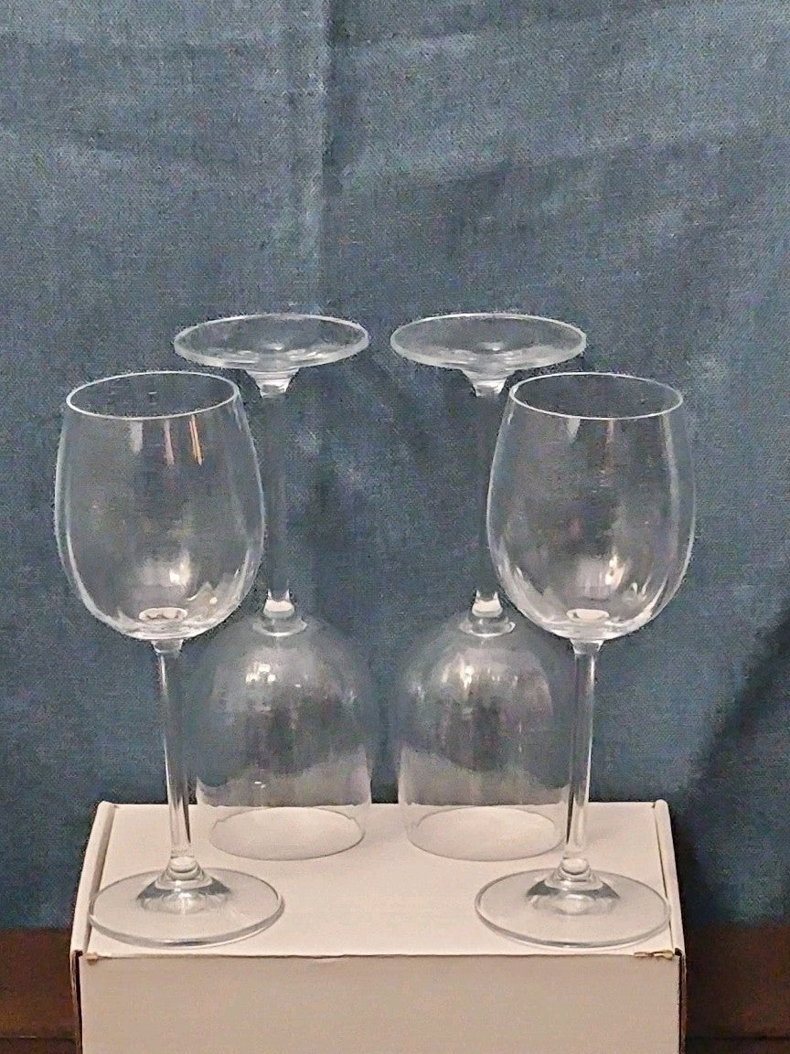 Set of 4 Clear Glass Stemmed Wine Glasses Balloon Bowl All-Purpose Stemware