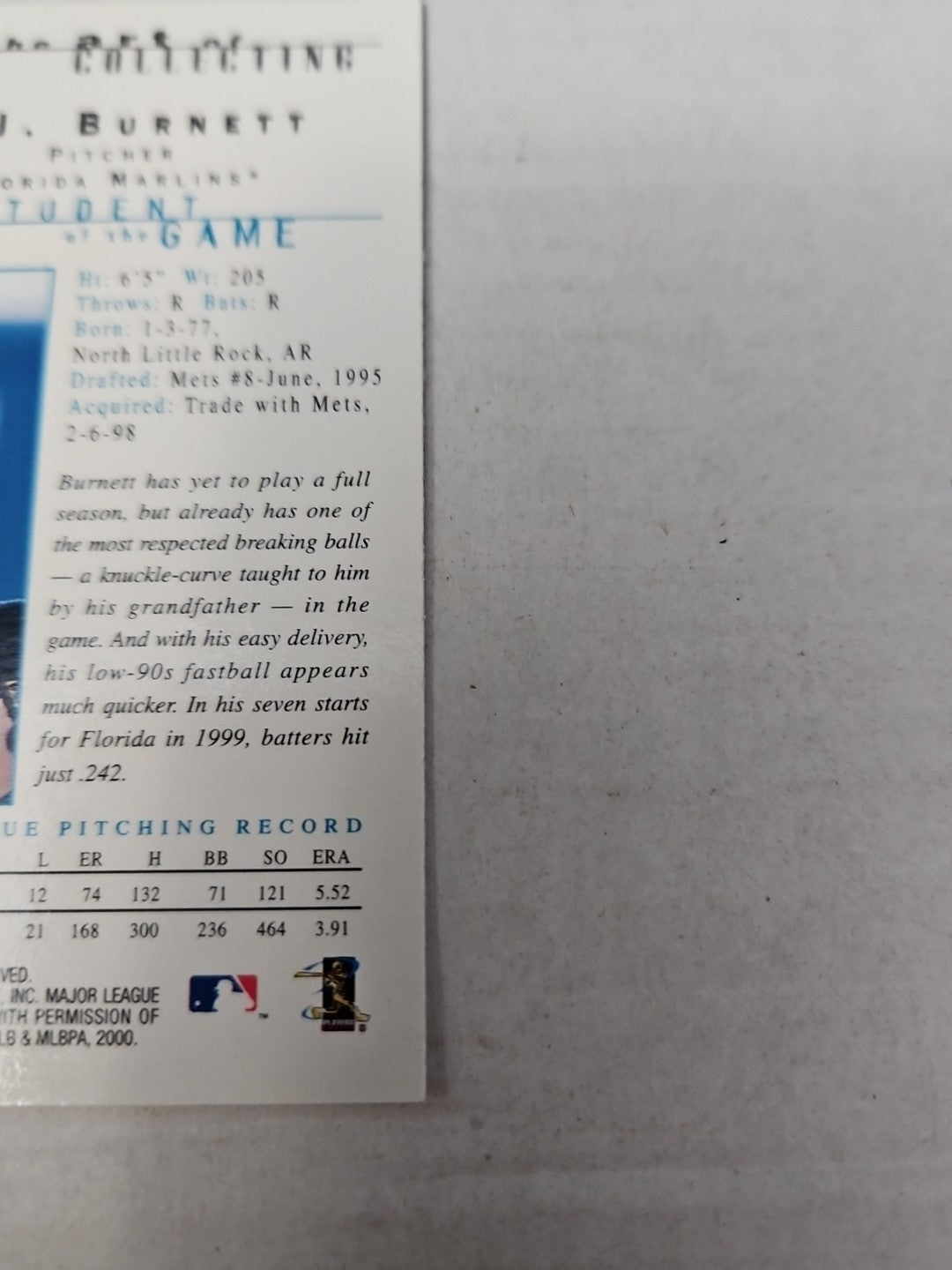 2000 Topps Gallery - Students of the Game A.J. Burnett #127