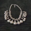 Chunky Silver Bib Statement Necklace Black Cube Cascading Collar Choker Punk Mod