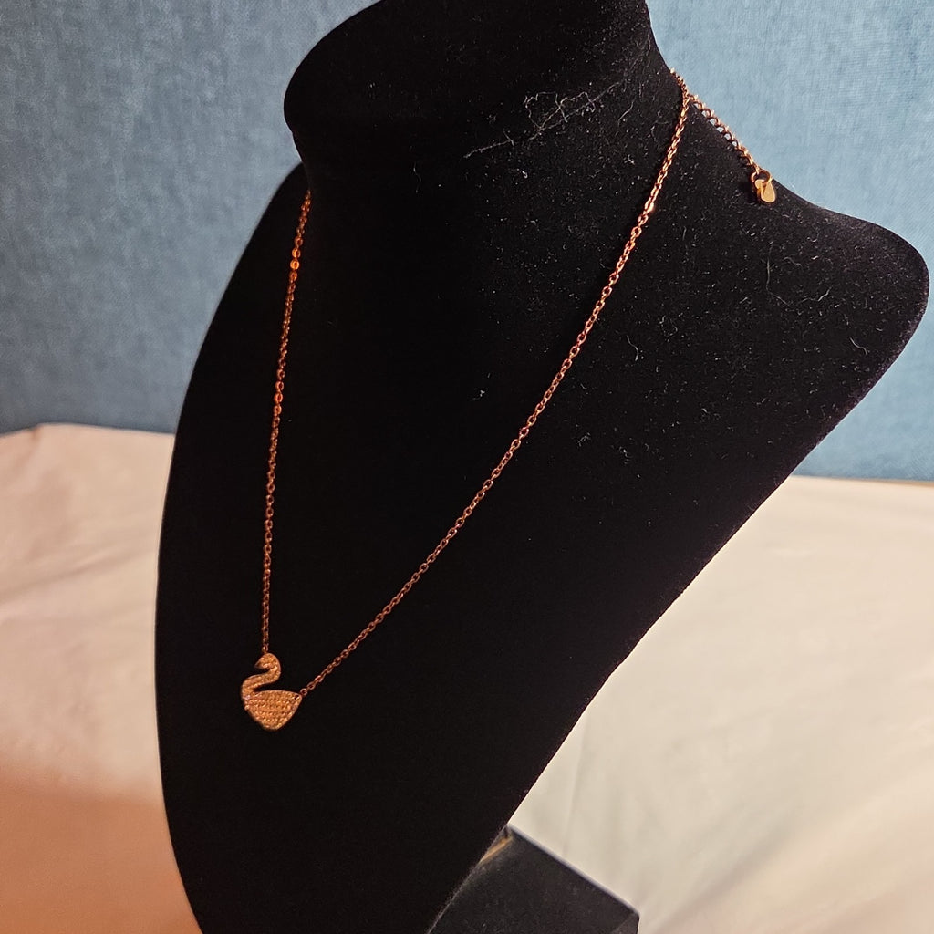 Rose Gold Tone Swan Pendant Stainless Steel Coquette NWT