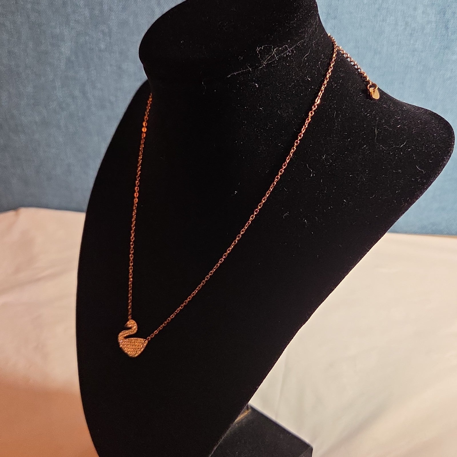 Rose Gold Tone Swan Pendant Stainless Steel Coquette NWT