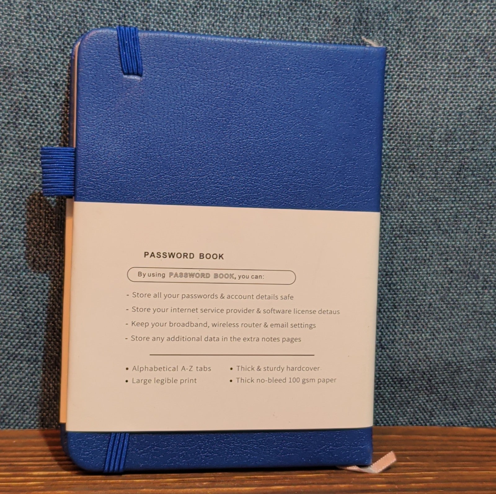 Password Book Internet Logbook Organizer Alphabetical Tabs Blue 4x5"