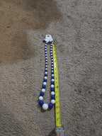 Chunky Bubblegum Bead Necklace Earring Set Blue White Retro